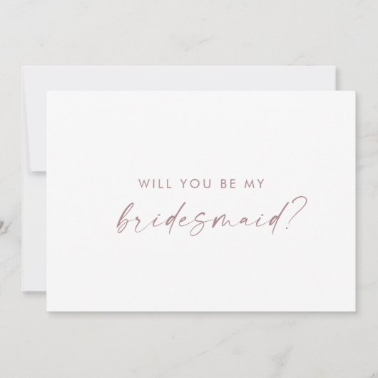 Kaart met het moderne Roos Gold Script Bridesmaid- (Voorkant)