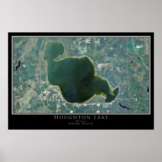Kaart met het Poster van het Hoghton Lake Michigan (Voorkant)