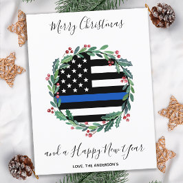 Kaart met het Thin Blue Line-kerstbudget van de po