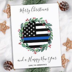 Kaart met het Thin Blue Line-kerstbudget van de po
