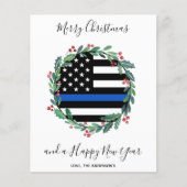 Kaart met het Thin Blue Line-kerstbudget van de po (Voorkant)