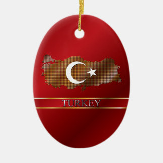 Kaart met het Turkse pixel en de Turkse vlag Keramisch Ornament