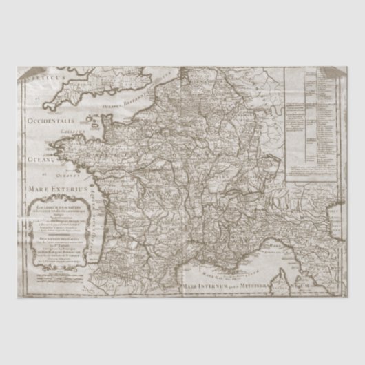 Kaart met het  witboek van de Franse ontkoppeling Tissuepapier (Voorkant)