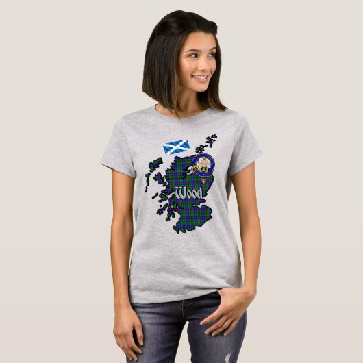 Kaart met hout en badge Vrouwen T-shirt (Voorkant volledig)