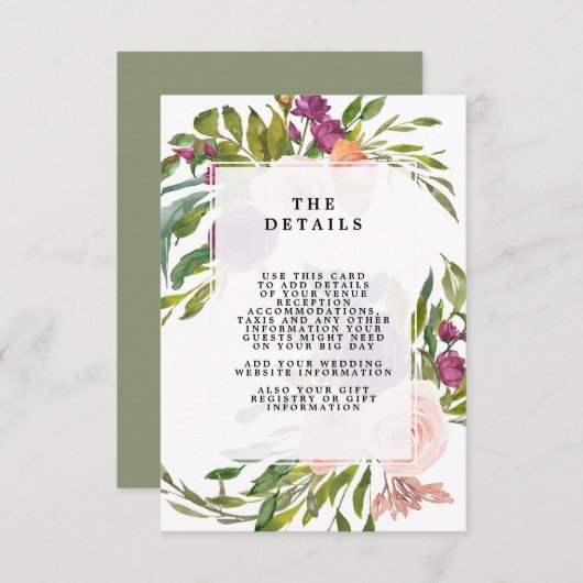 kaart met informatie over de details van het bloem (Voorkant / Achterkant)