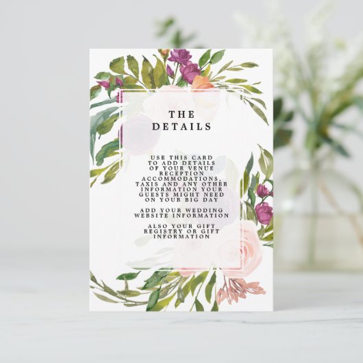 kaart met informatie over de details van het bloem (Staand voorkant)