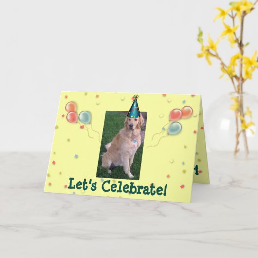 Kaart met Jake de Golden Retriever (Gele Bloem)