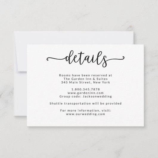 Kaart met kalligrafie details 'We Tied the Knot' (Voorkant)