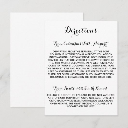 Kaart met kalligrafie richtingen (Voorkant / Achterkant)