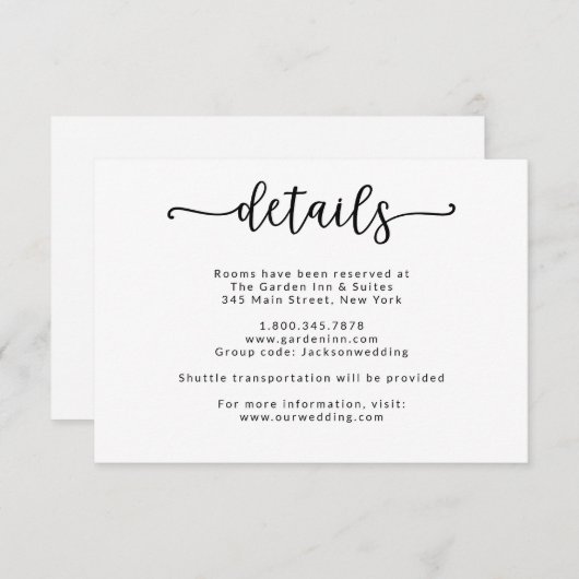 Kaart met kalligrafie 'We Tied the Knot'-details (Voorkant / Achterkant)