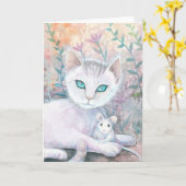 Kaart met kat- en muisvrienden (Gele Bloem)
