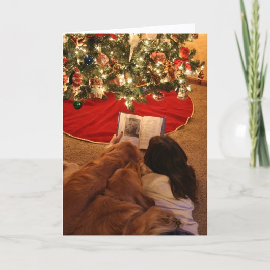 Kaart met kerst uit de Golden Retriever-familie (Voorkant)