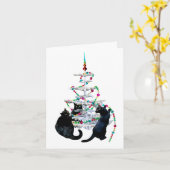 Kaart met kerstbomen voor zwarte katten (Gele Bloem)