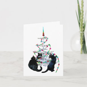 Kaart met kerstbomen voor zwarte katten