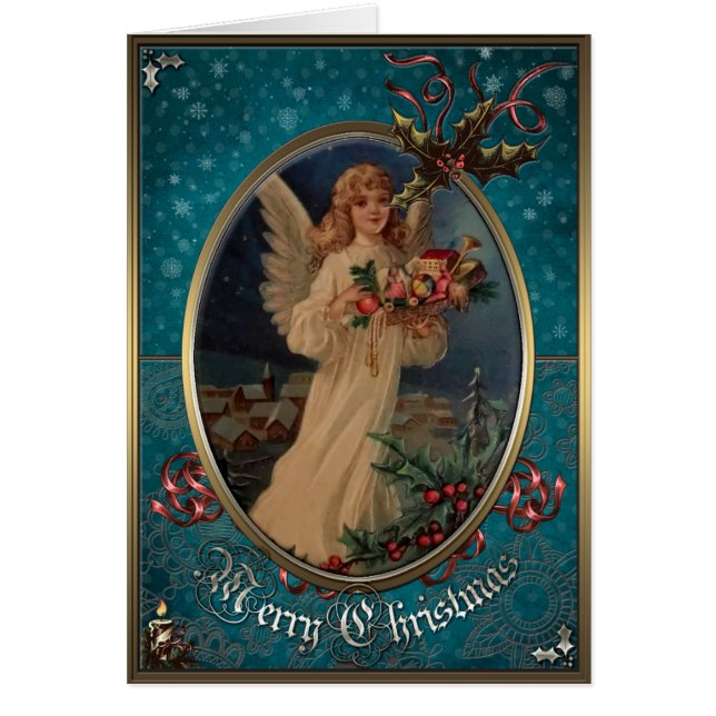 Kaart met kerstcadeaus - Angel. (Voorkant)