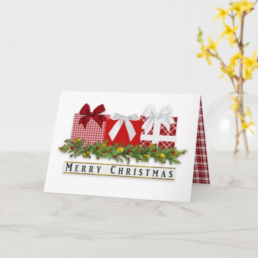 Kaart met kerstcadeautjes voor rode stift (Gele Bloem)