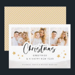 Kaart met kerstfeestdagen voor aangepaste foto's<br><div class="desc">Gebruik deze elegante moderne kerstkaarten met uw eigen foto's,  naam en persoonlijke feestdagen om uw vrienden en familie een prettige kerst te wensen. U kunt het patroon en de kleur van de rug zelfs veranderen.</div>
