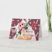Kaart met kerstmis Gentleman Pig met Roos Fun (Voorkant)