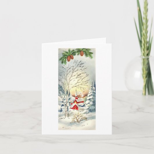  Kaart met kerstmis op de winterscène (Voorkant)