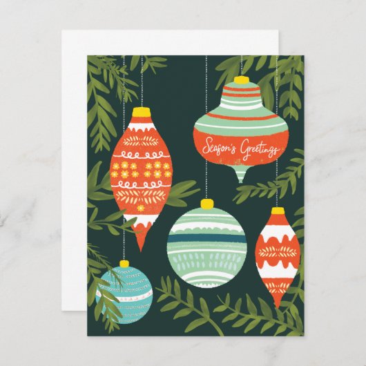 Kaart met kerstsieraarten voor sasons (Voorkant / Achterkant)