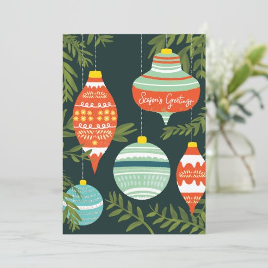 Kaart met kerstsieraarten voor sasons (Staand voorkant)