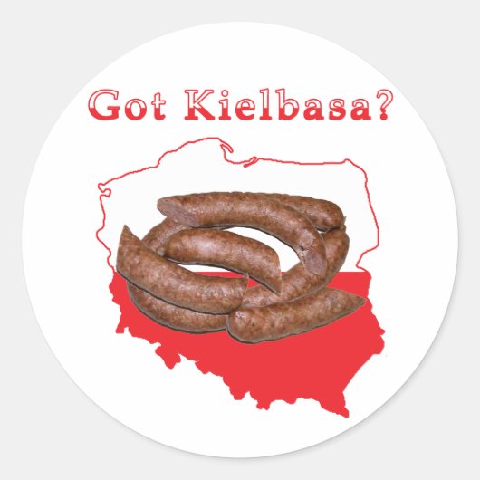 Kaart met Kielbasa Ronde Sticker (Voorkant)