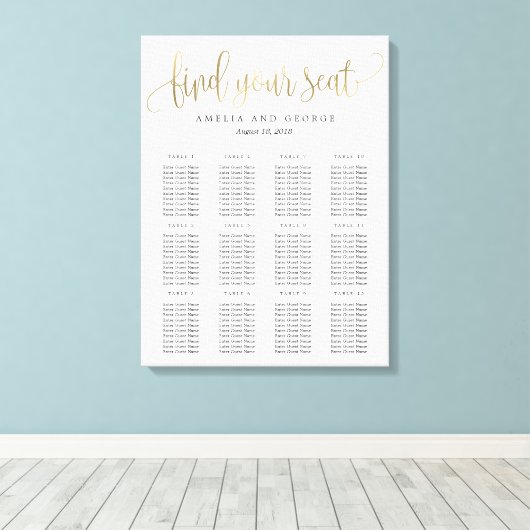 Kaart met lage kalligrafie Canvas Faux Gold (Insitu (Houten vloer))