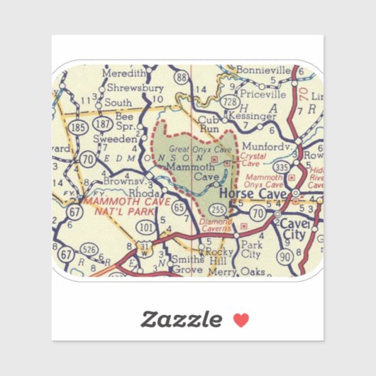 kaart met Mammoth Cave NP Sticker (Vel)
