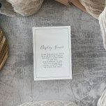 Kaart met minimale Silver Display Shower-behuizing<br><div class="desc">Deze minimalistische, zilveren douchekaart is ideaal voor een eenvoudig vrijgezellenfeest of baby shower. Het moderne romantische ontwerp biedt klassieke zilvergrijze en witte typografie in combinatie met een robuuste, maar elegante kalligrafie met stijl met handschrift. in elke kleur. Houd het ontwerp eenvoudig en elegant, zoals het is, of personaliseer het door...</div>