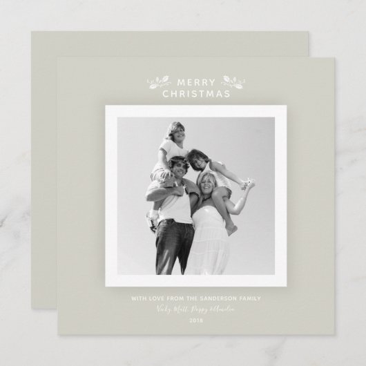 Kaart met minimale Warm Grey/Beige Kerstmis (Voorkant / Achterkant)