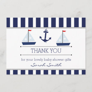 Kaart met Nautisch Baby shower flat bedankt
