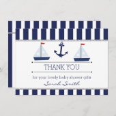 Kaart met Nautisch Baby shower flat bedankt (Voorkant / Achterkant)