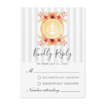 Kaart met Nautische Waterverf Floral Gold Anchor R