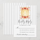 Kaart met Nautische Waterverf Floral Gold Anchor R (Voorkant / Achterkant)