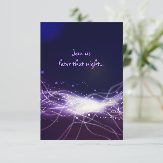 Kaart met Neon Star Bat Mitzvah Reception Party (Staand voorkant)