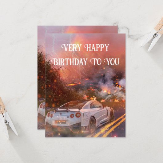 Kaart met Nissan GTR Flat Kaart (Voorkant / Achterkant in situ)