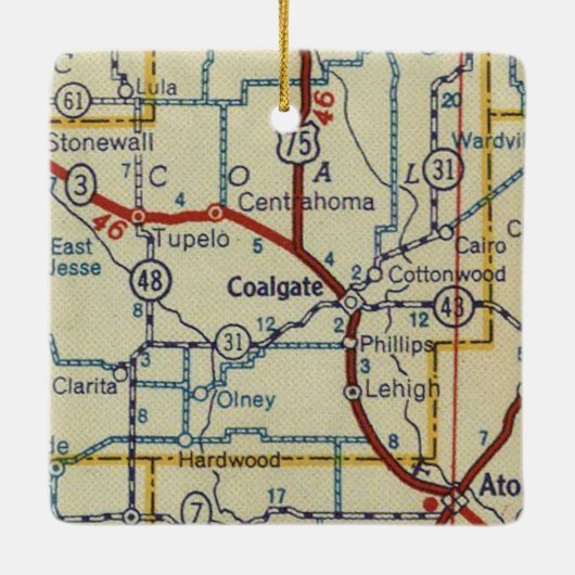 Kaart met OK Retro coalgeren Keramisch Ornament (Achterkant)