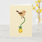 Kaart Met Ontwerp Van Vogel Met Stippen Ei (Gele Bloem)