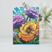 Kaart met opvallende bloemen (Staand voorkant)