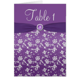 Kaart met Paars en zilver Floral tabelnummer