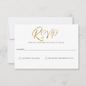 Kaart met pensed Gold Navy Blue Wedding RSVP (Voorkant)