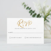 Kaart met pensed Gold Navy Blue Wedding RSVP (Staand voorkant)