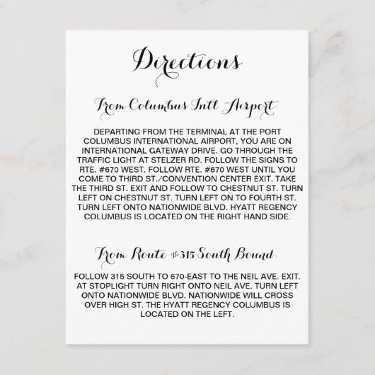 Kaart met Richting in Calligrafie Schrift (Voorkant)