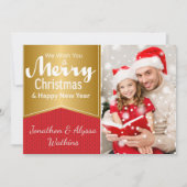 Kaart met rode en gouden foto's voor kerstmis (Voorkant)