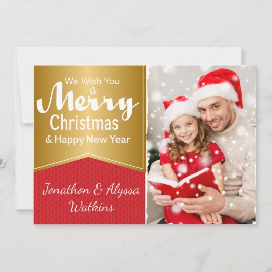 Kaart met rode en gouden foto's voor kerstmis (Voorkant)