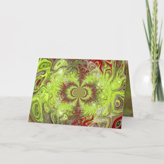 Kaart met rode en groene kerst (Voorkant)