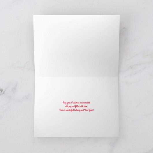  Kaart met rode, groene kerstversiering (Binnen)