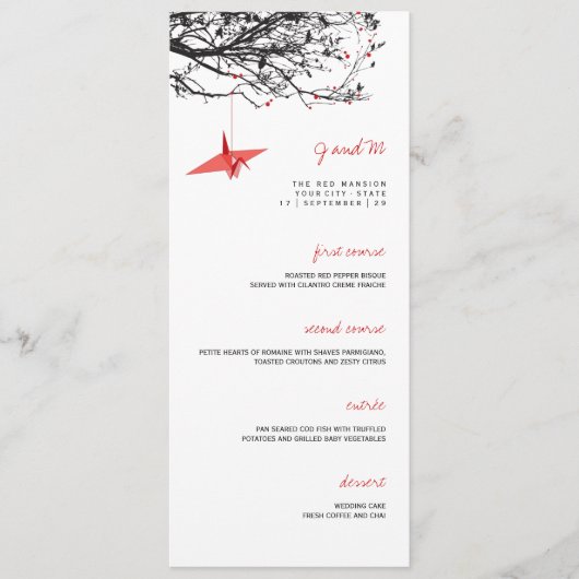 Kaart met rood papier met Aziatische bruiloft (Voorkant)