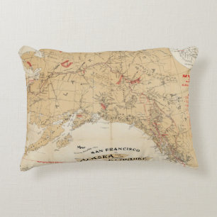 Kaart met Routes van San Francisco naar Alaska Decoratief Kussen
