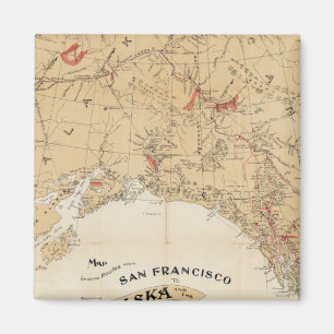 Kaart met Routes van San Francisco naar Alaska Magneet